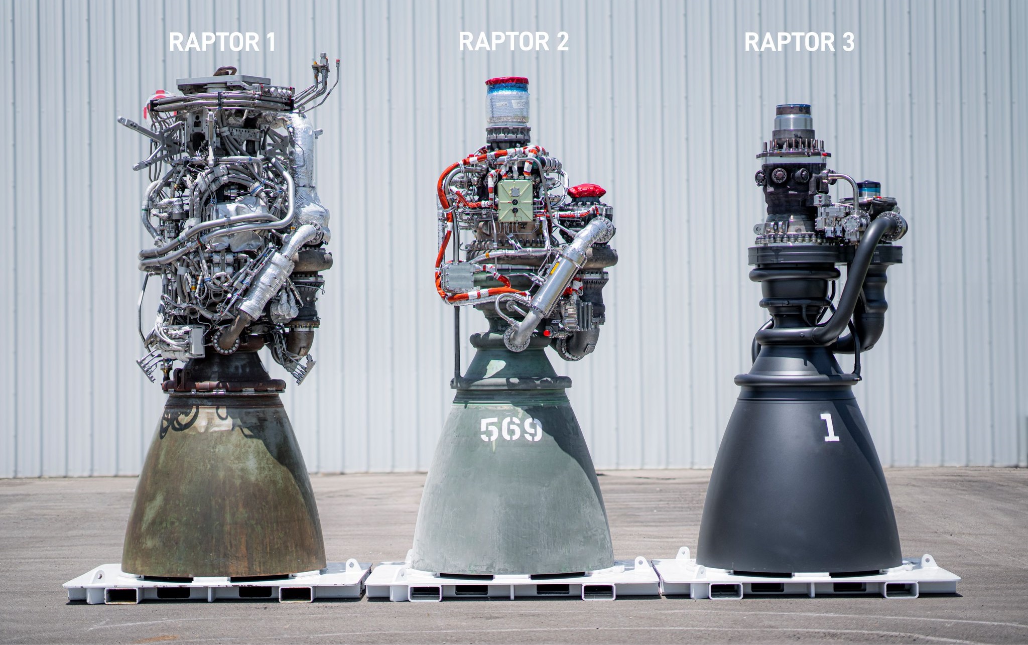Evolução dos motores Raptor 1, 2 e 3